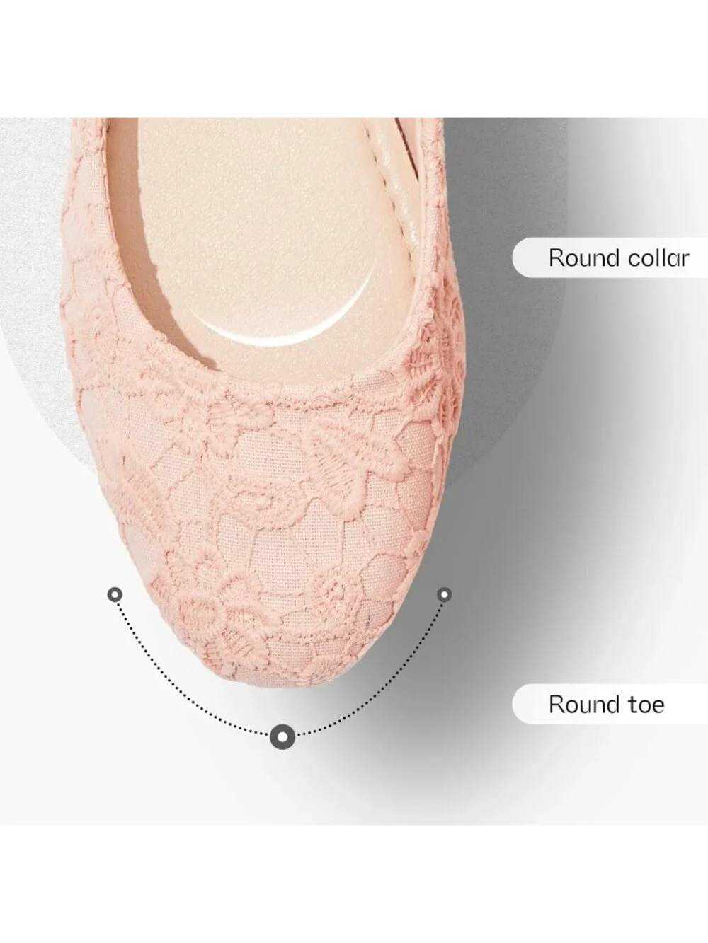 Women's Light Pink Shoes Round Toe Shoes Lace Ballet Flats Dressy Comfortable